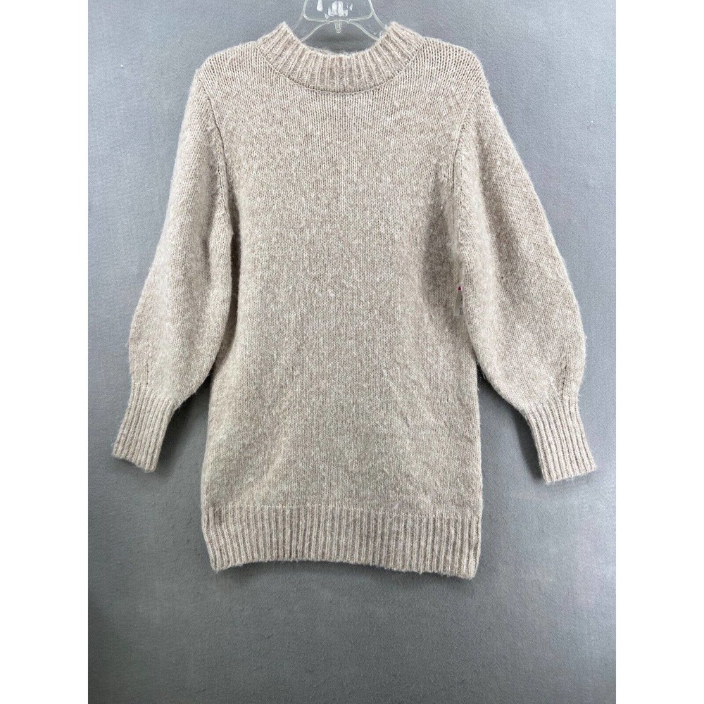 TOPSHOP Sweater Womens Sz XS Ribbed Mock Neck Tunic in Oatmeal Thick Warm